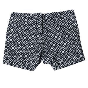 Loft Shorts Women 8 Blue White Geometric‎ Rivieria Short Chino Casual Preppy